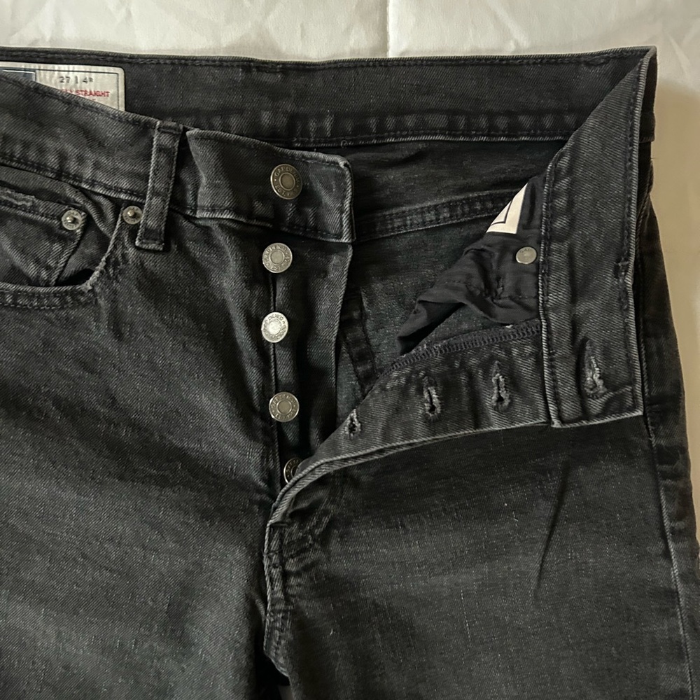 GAP 4R High Rise Cheeky Straight Jeans in Black with Hidden Button Fly - Picture 11 of 16